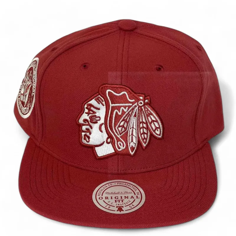 Mitchell & Ness Men's NHL Back To Basics Snapback Blackhawks Snapback Caps made by Mitchell & Ness