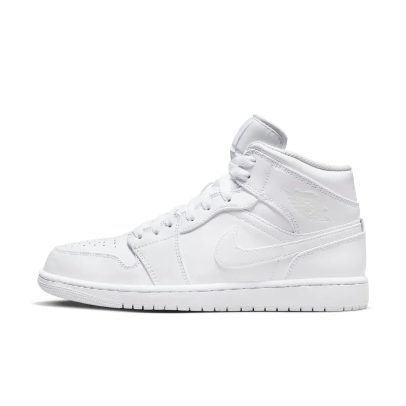 Air Jordan Men's Retro 1 Mid 'Triple White' 2022 Sneakers sold by Zulily