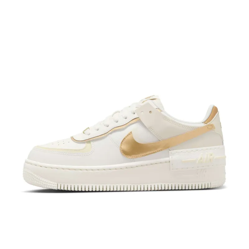 Nike Women's Air Force 1 Shadow 'Sail Metallic Gold' Sneakers sold by Zulily
