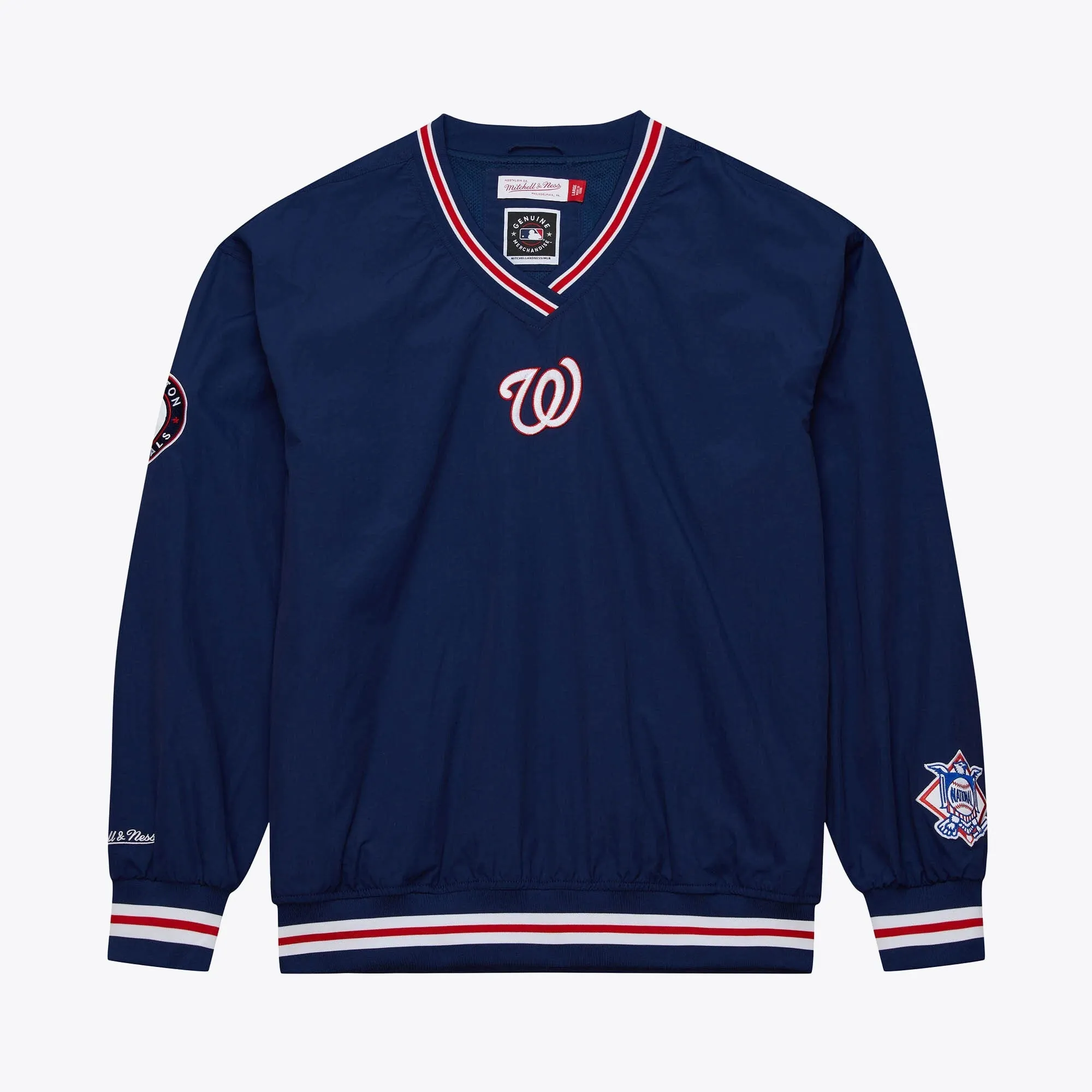 Mitchell & Ness Men's MLB Classic Nylon Pullover Current Logo Nationals Pullovers sold by Zulily