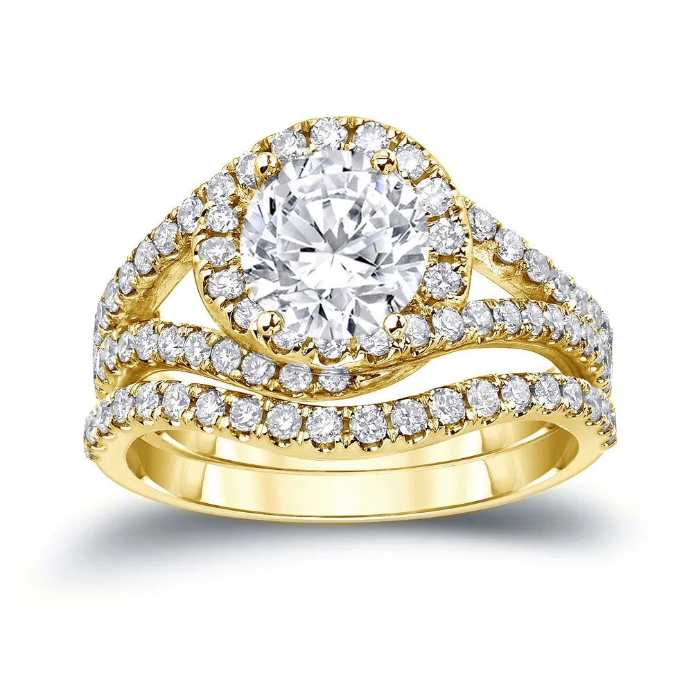 Auriya 14k Gold 1 7/8ctw Halo Diamond Engagement Ring Set Certified sold by Zulily product image thumbnail 2