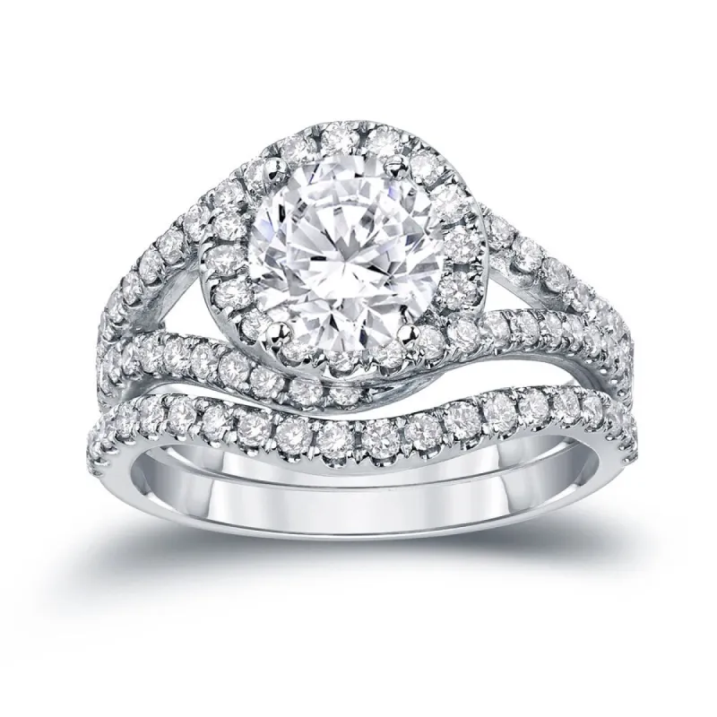 Auriya 14k Gold 1 7/8ctw Halo Diamond Engagement Ring Set Certified sold by Zulily