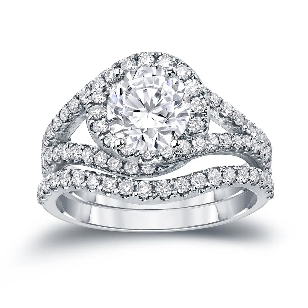 Auriya 14k Gold 1 7/8ctw Halo Diamond Engagement Ring Set Certified sold by Zulily