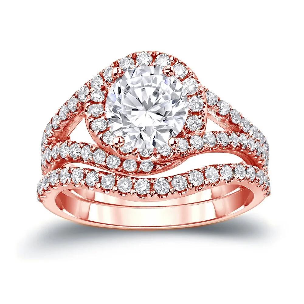 Auriya 14k Gold 1 7/8ctw Halo Diamond Engagement Ring Set Certified sold by Zulily product image thumbnail 3