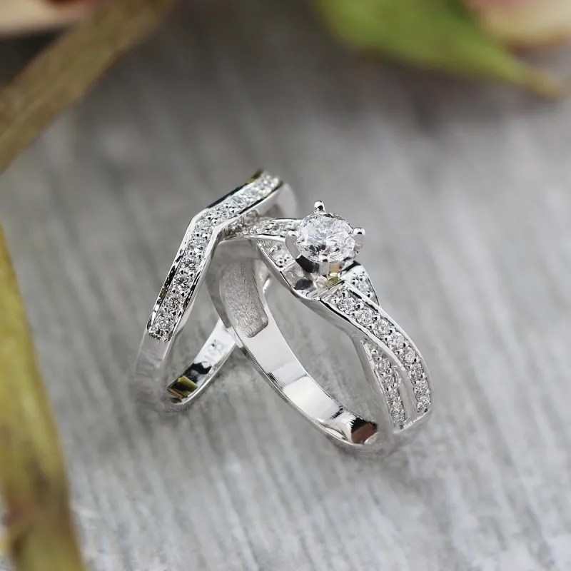 Auriya 14k Gold 3/4ctw Twisted Round Diamond Engagement Ring Set (H-I, I1-I2) sold by Zulily