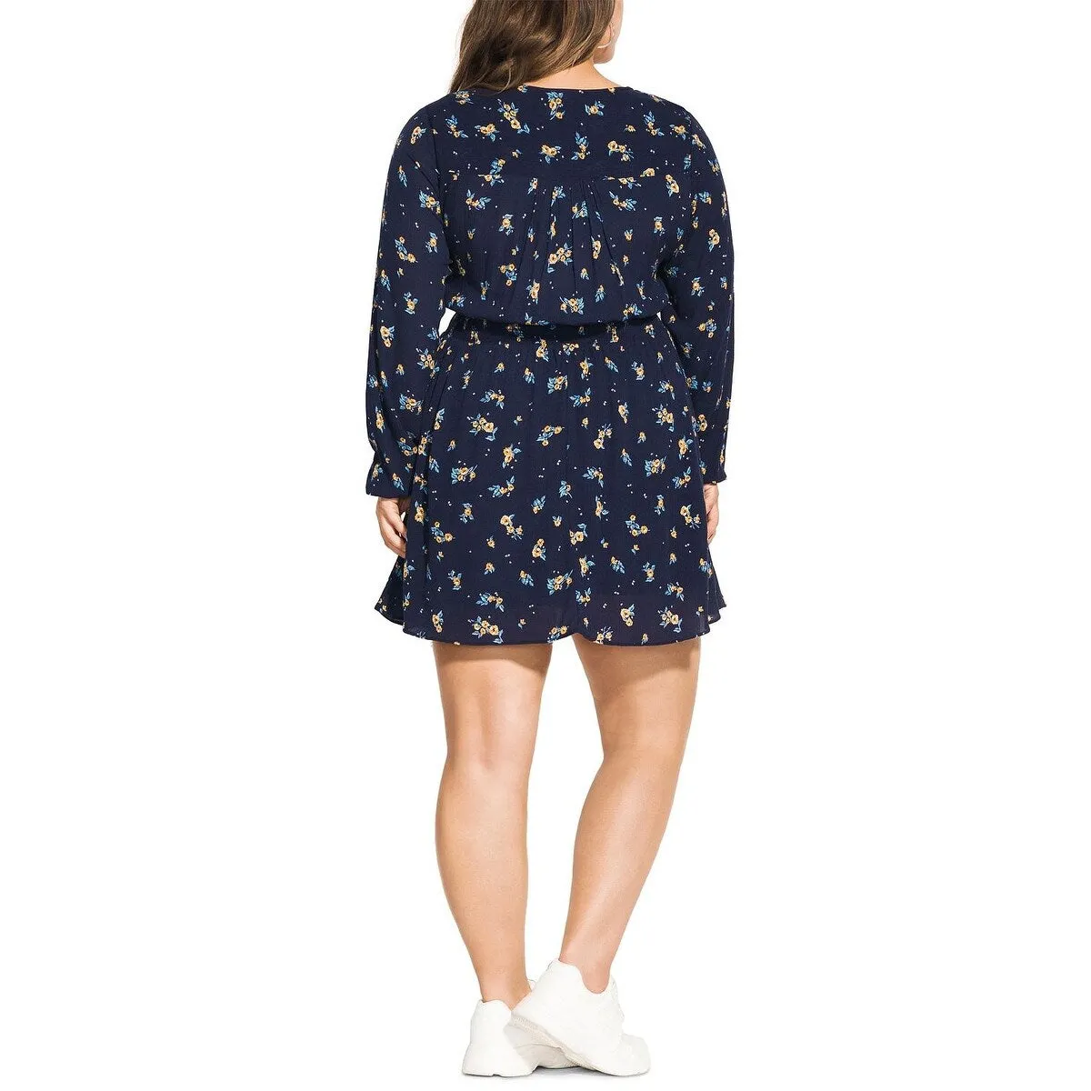 City Chic Women's Floral Print V Neck Mini Dress Blue Size Petite Small sold by Zulily product image thumbnail 3