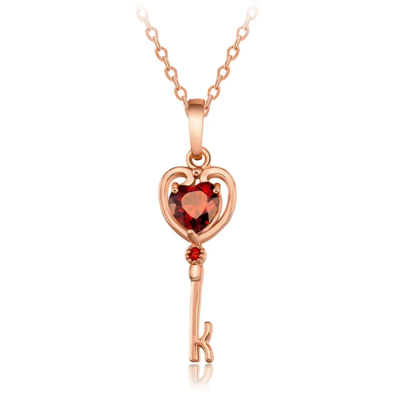 Red Crystal & Rose Goldtone Heart Key Pendant Necklace made by Zulily