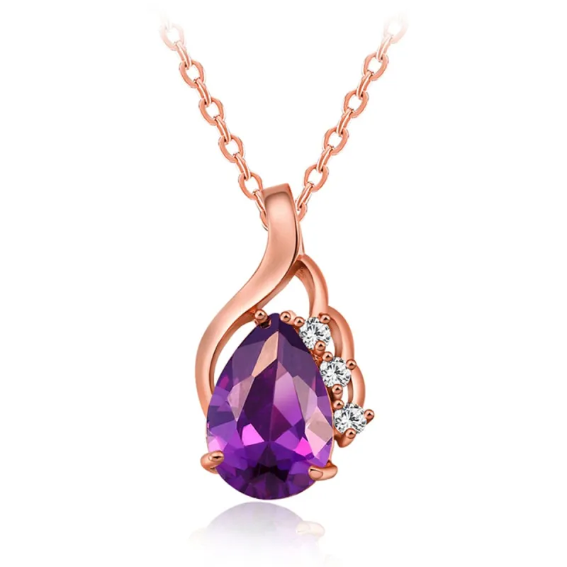 Purple Crystal & Cubic Zirconia Drop Pendant Necklace made by Zulily