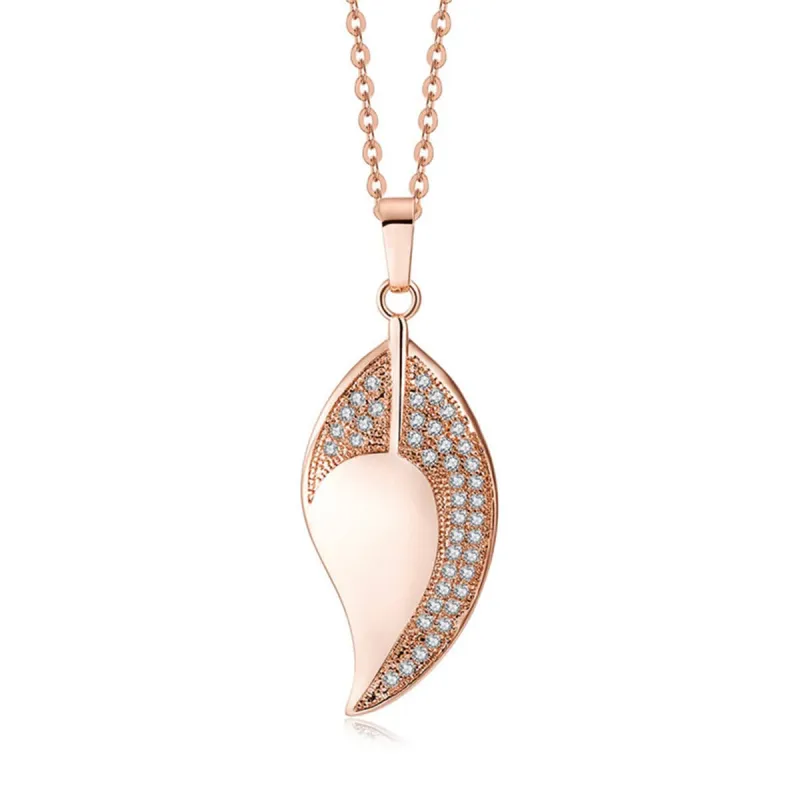 Cubic Zirconia & Rose Goldtone Leaf Pendant Necklace sold by Zulily