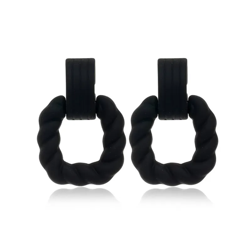 Black Resin & Silvertone Twine Square Drop Earrings sold by Zulily