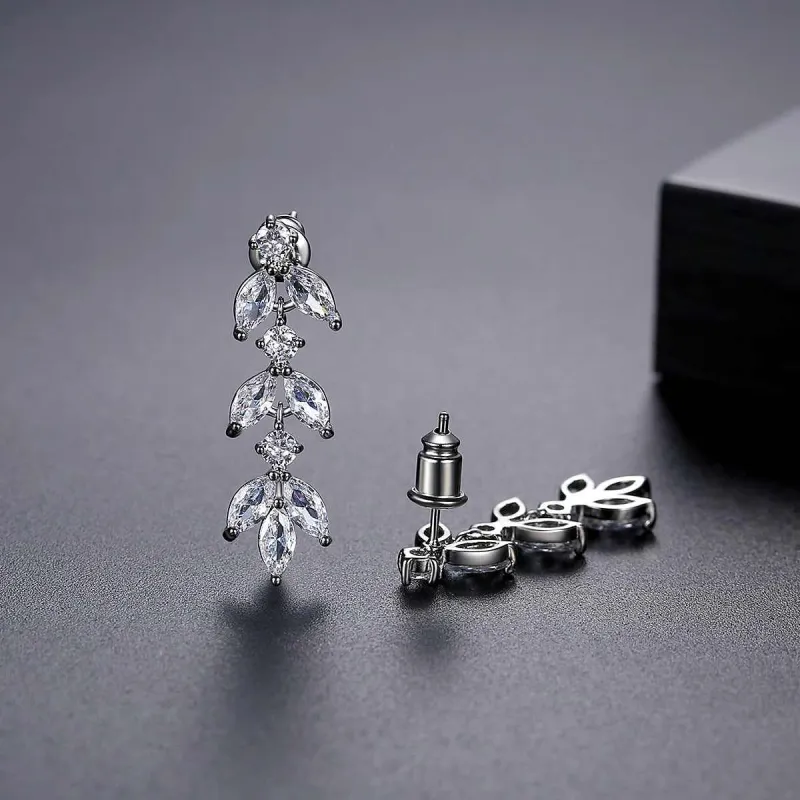 Black Marquise Crystal & Cubic Zirconia Leaves Drop Earrings made by Zulily