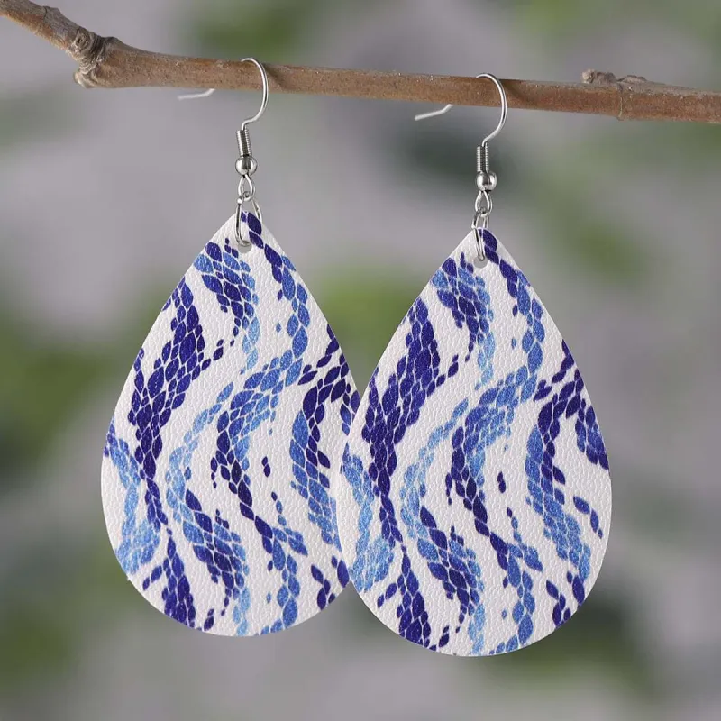 Blue & White Wave Drop Earrings made by Zulily
