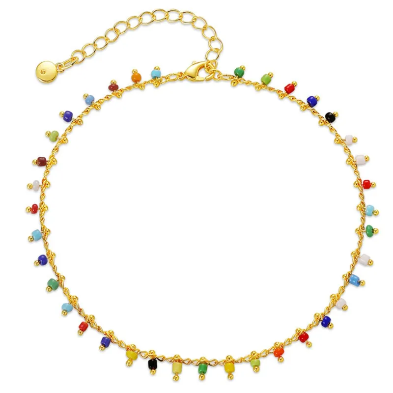 Blue & Red Howlite Goldtone Anklet made by Zulily