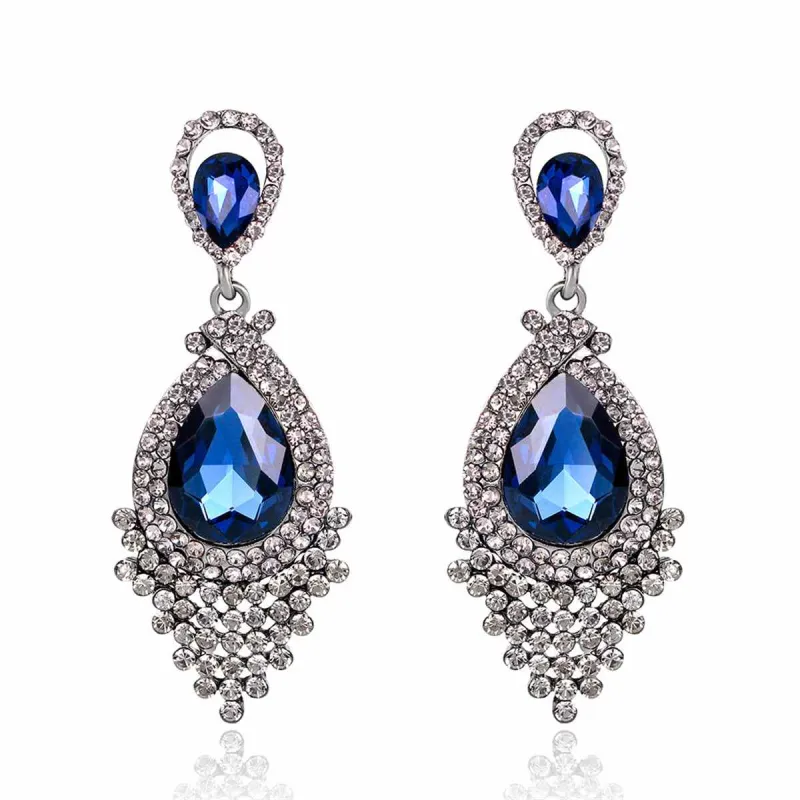 Blue Pear Crystal & Cubic Zirconia Drop Earrings made by Zulily
