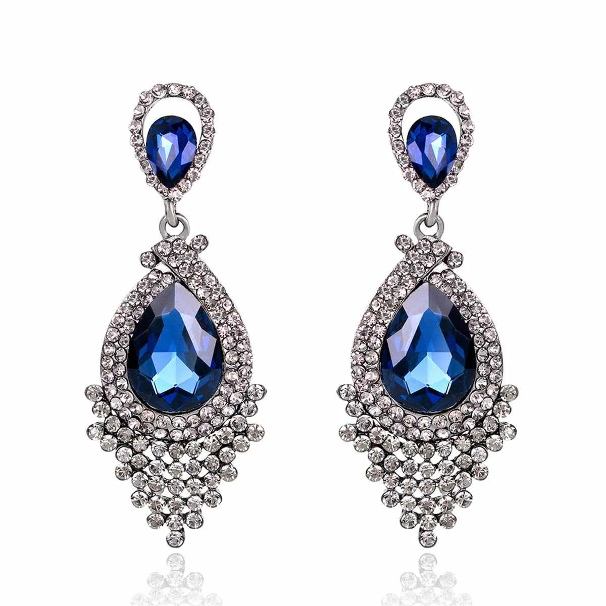 Blue Pear Crystal & Cubic Zirconia Drop Earrings sold by Zulily