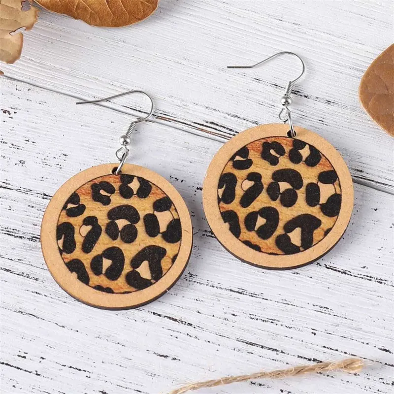 Beige & Silvertone Leopard Round Drop Earrings sold by Zulily