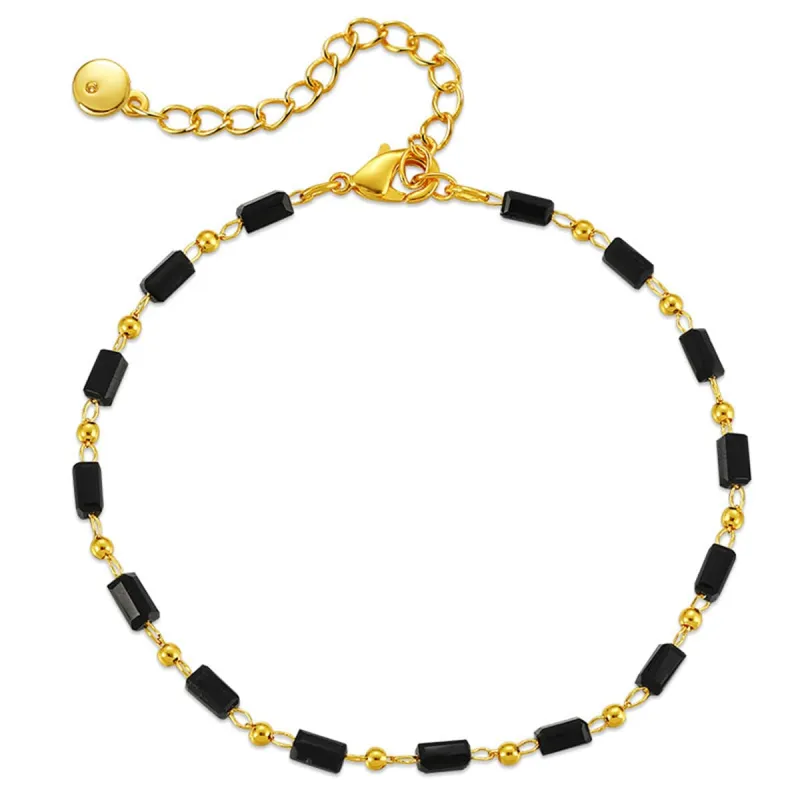 Black Acrylic & Goldtone Beaded Bracelet made by Zulily