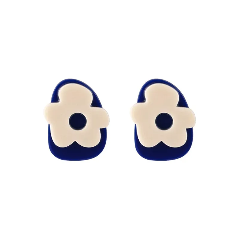 Blue & White Floral Stud Earrings made by Zulily
