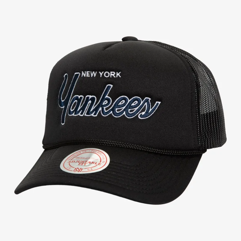 Mitchell & Ness Men's MLB Script Trucker Yankees Hats made by Mitchell & Ness