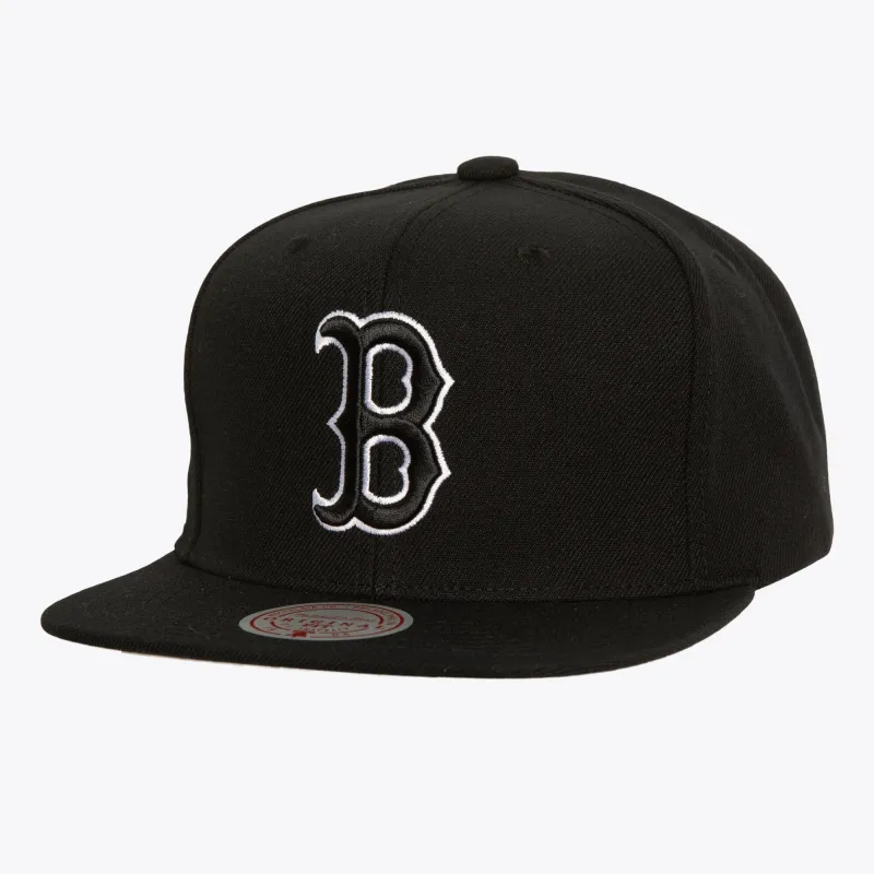 Mitchell & Ness Men's MLB Evergreen Black White Snapback Red Sox Snapback Caps sold by Zulily