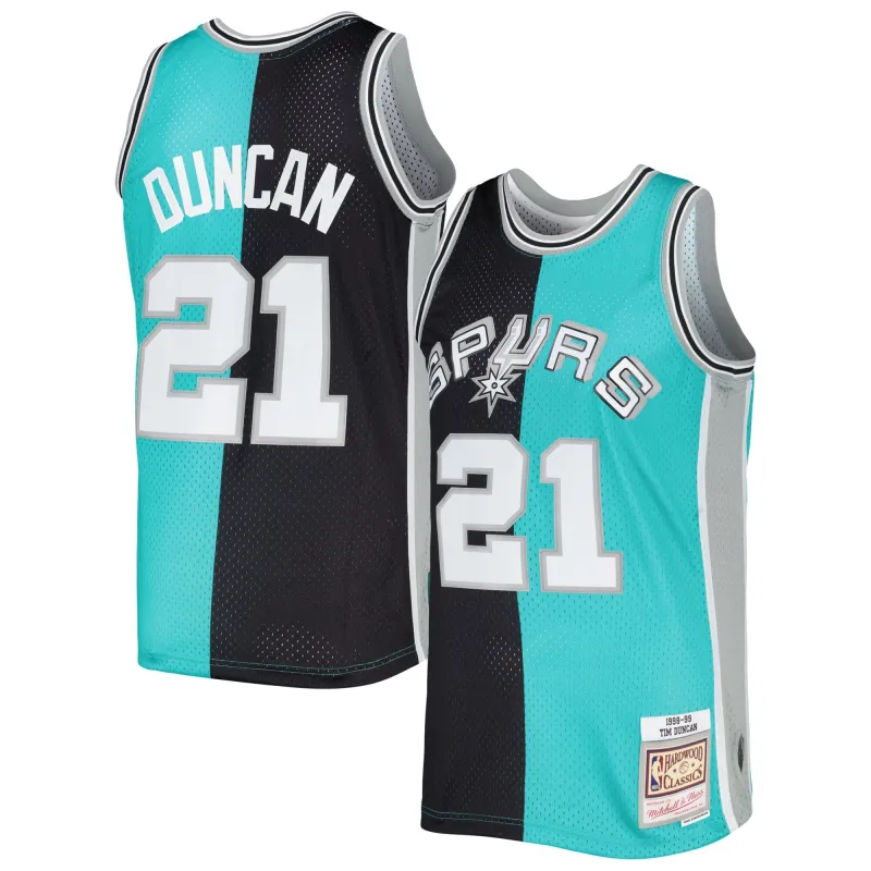 Mitchell & Ness NBA Split Swingman Jersey San Antonio Spurs 1998 Tim Duncan sold by Zulily