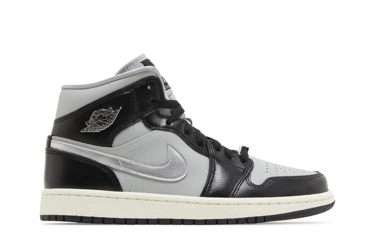 Air Jordan Women's Retro 1 Mid Se 'Black Grey Silver' W Sneakers made by Jordan