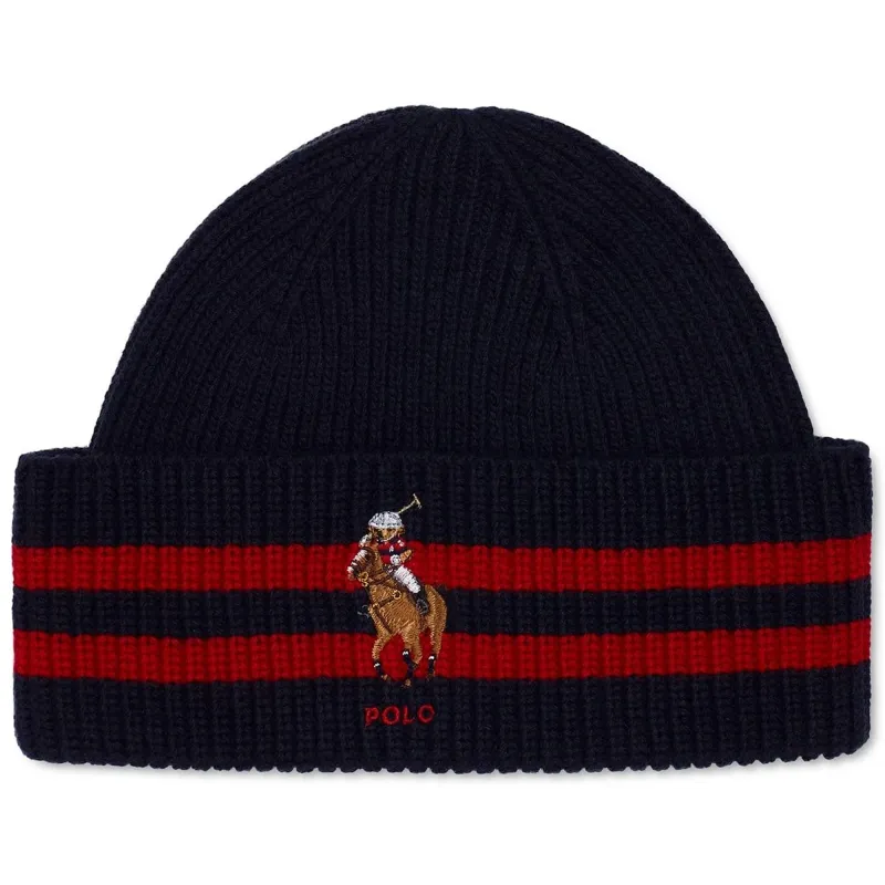 Polo Ralph Lauren Men's Stripe Cuff Bear Beanie Hats made by Zulily