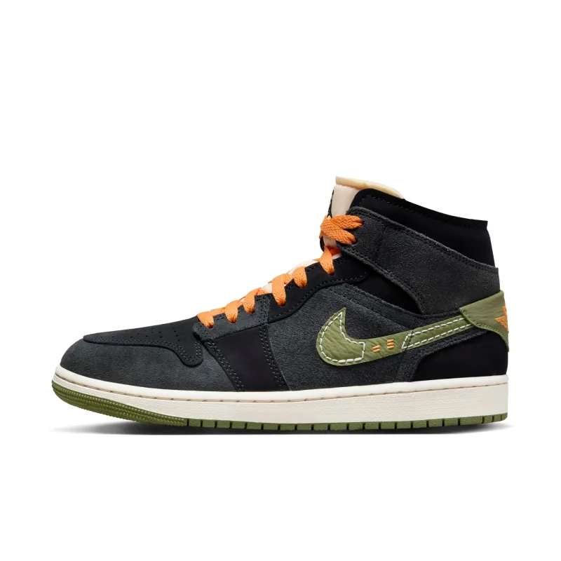 Air Jordan Men's Retro 1 Mid Se Craft 'Anthracite Light Olive' Sneakers made by Jordan