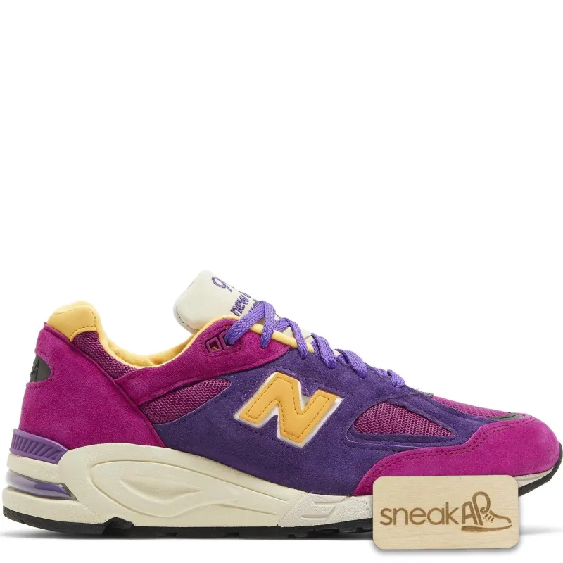 New Balance Men's 990V2 'Miusa Teddy Santis Purple Yellow' Sneakers sold by Zulily
