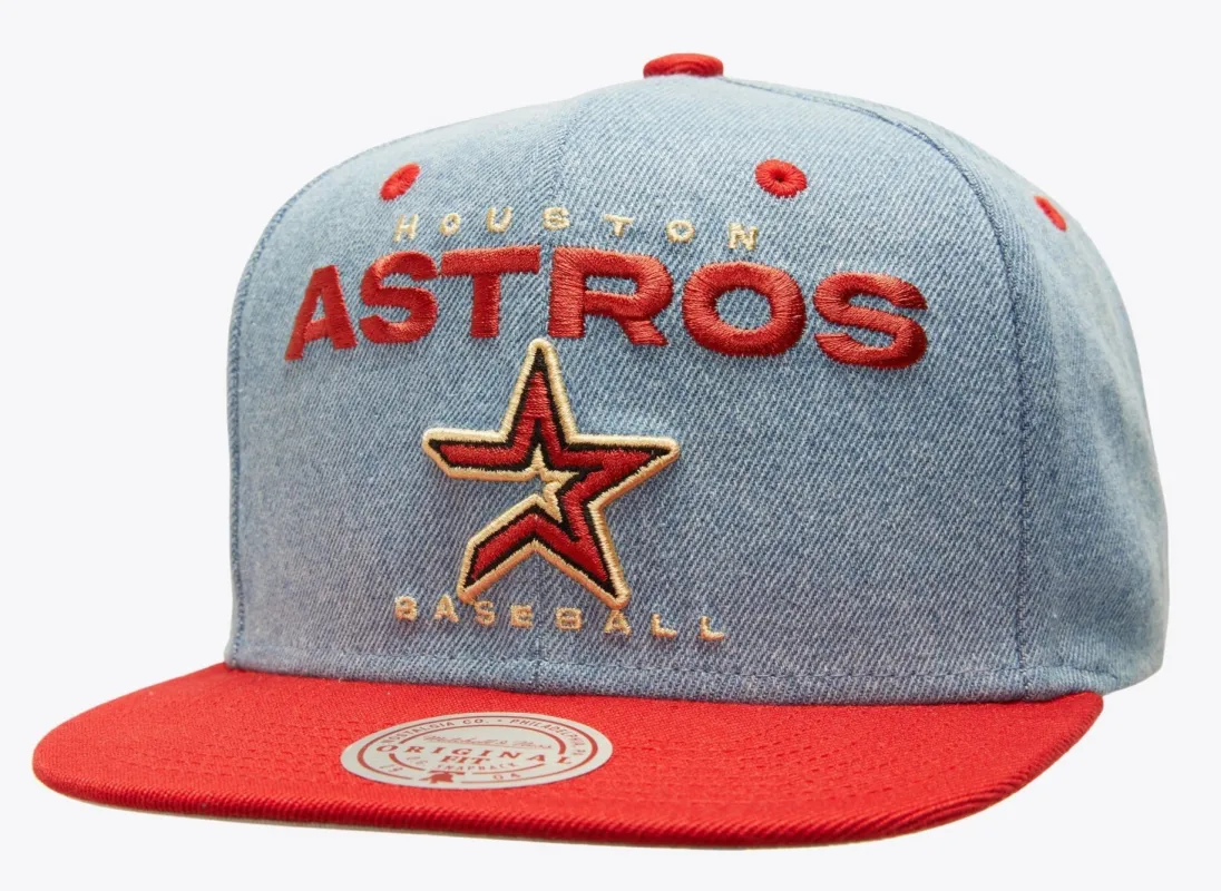 Mitchell & Ness Men's MLB D-Stressed Snapback Coop Astros Snapback Caps made by Mitchell & Ness