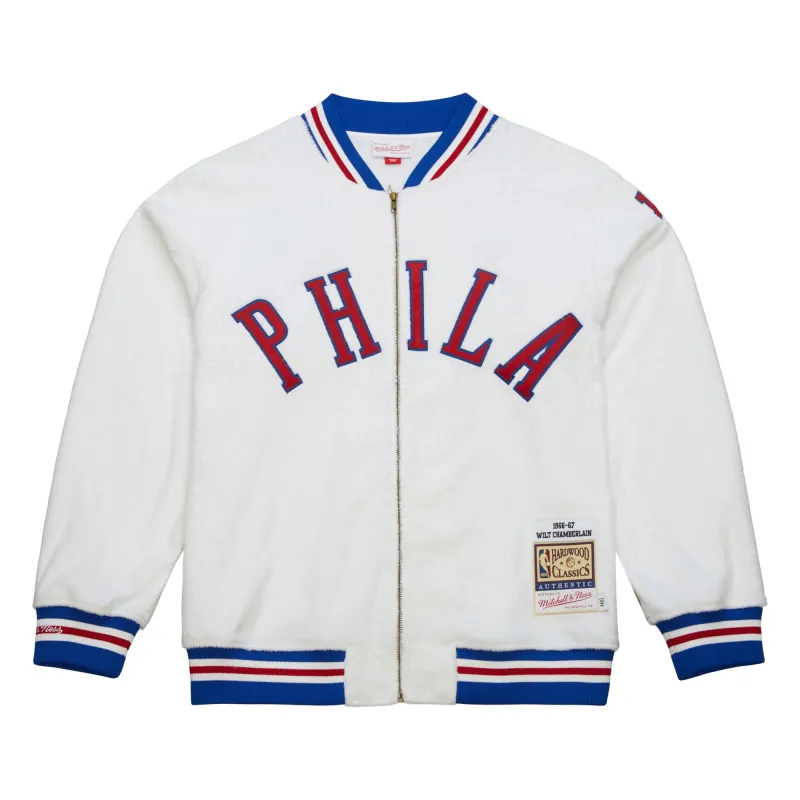 Mitchell & Ness Men's NBA Shooting Shirt 76Ers 1966 Wilt Chamberlain Jackets made by Mitchell & Ness
