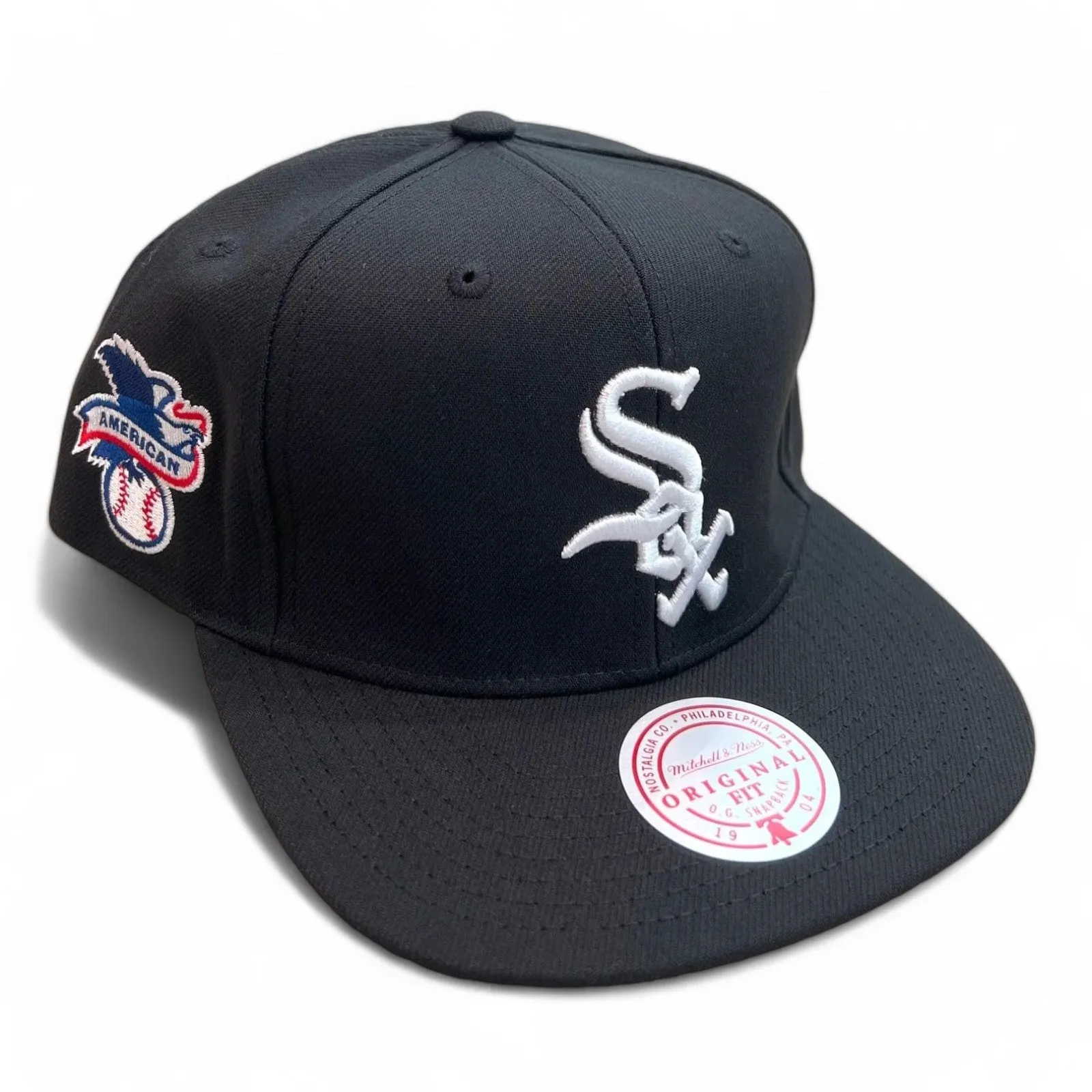 Mitchell & Ness Men's MLB League Patch Snapback White Sox Black sold by Zulily