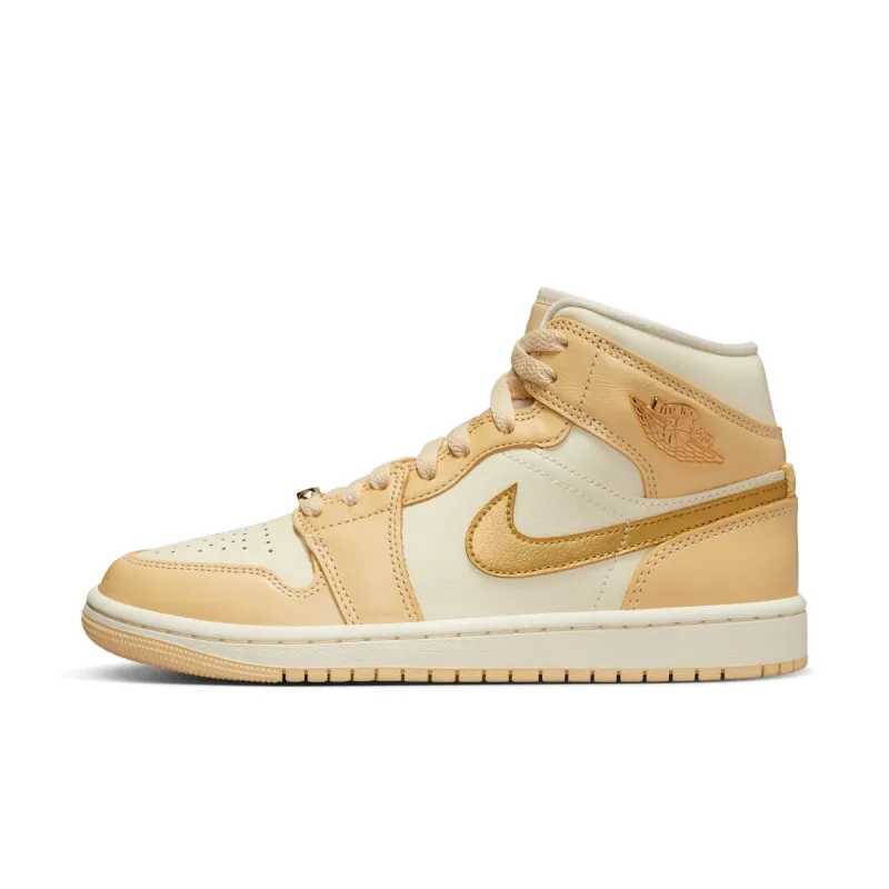 Air Jordan Women's Retro 1 Mid Se 'French Vanilla Gold' W Sneakers sold by Zulily