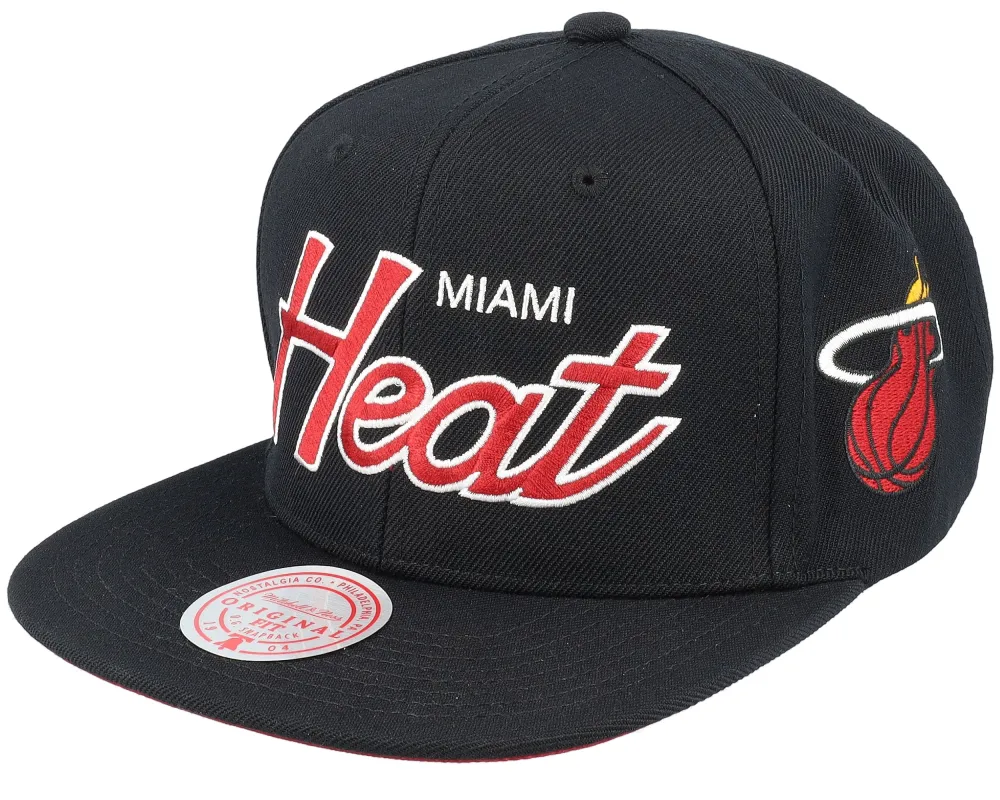 Mitchell & Ness Men's NBA Team Script 2.0 Snapback Heat Snapback Caps made by Mitchell & Ness