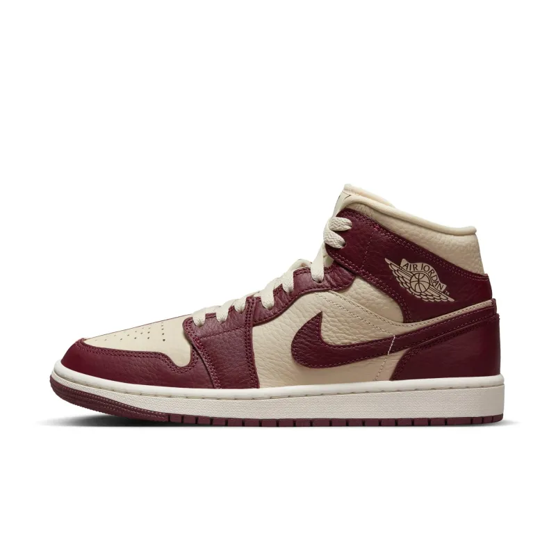 Air Jordan Women's Retro 1 Mid Se 'Split Beach Cherrywood Red' Sneakers made by Jordan