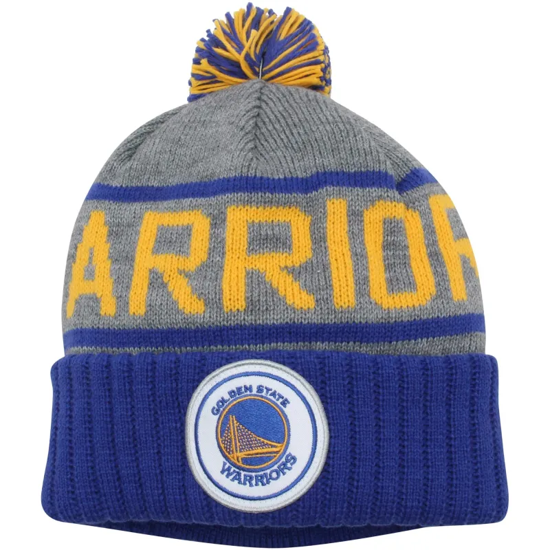 Mitchell & Ness Men's NBA Golden State Warriors High 5 Cuffed Knit Beanie Knit Hat made by Mitchell & Ness
