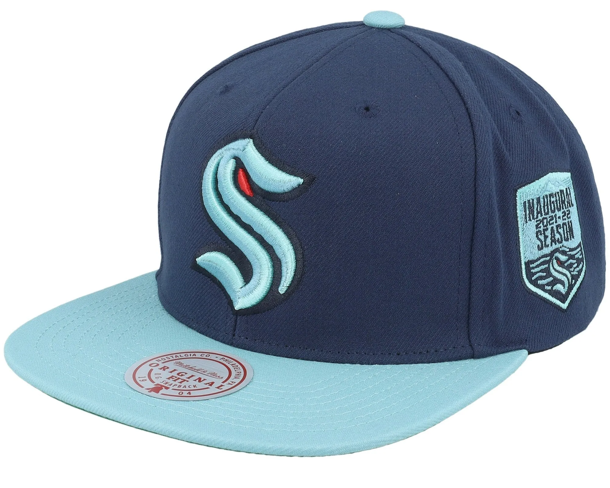 Mitchell & Ness Men's NHL 2 Tone Side Patch Snapback Kraken Snapback Caps sold by Zulily