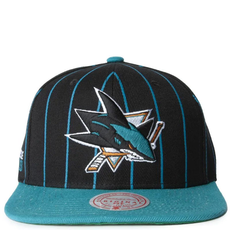 Mitchell & Ness Men's NHL Team Pin Snapback Sharks Snapback Caps sold by Zulily