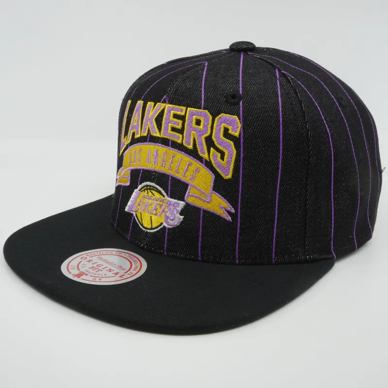 Mitchell & Ness Men's NBA Dem Stripes Snapback Hwc Lakers Snapback Caps made by Mitchell & Ness