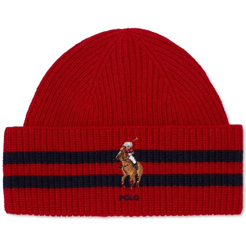 Polo Ralph Lauren Men's Stripe Cuff Bear Beanie Hats sold by Zulily