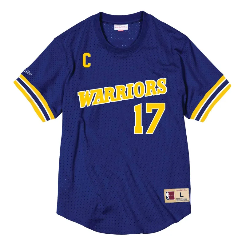 Mitchell & Ness Men's NBA Name & Number Mesh Crewneck Warriors Chris Mullin Jerseys made by Mitchell & Ness