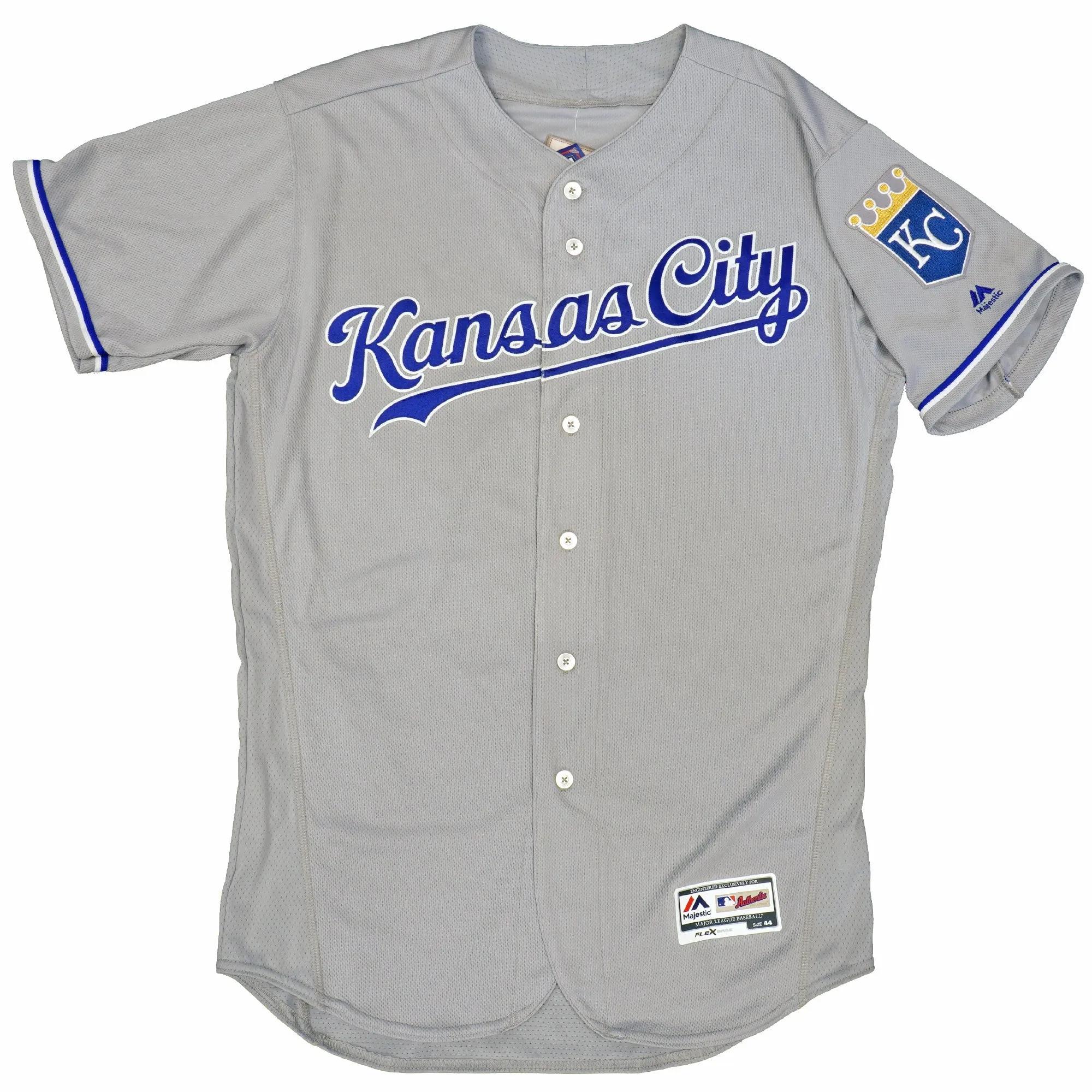 Majestic Men's MLB Kansas City Royals Authentic On Field Flex Base Jersey Gray sold by Zulily