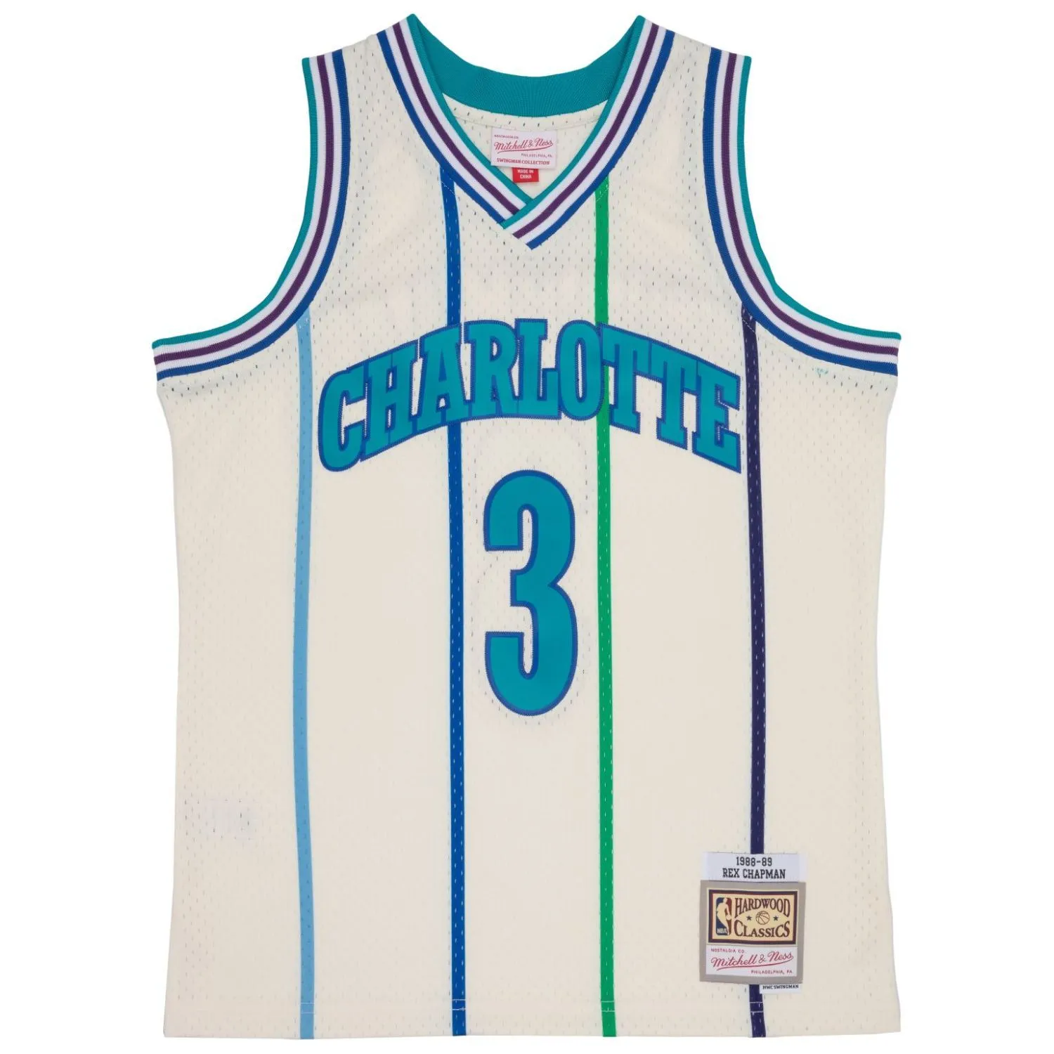 Mitchell & Ness Men's Cream Team Color Swingman Jersey Hornets 1988 Rex Chapman Jerseys sold by Zulily