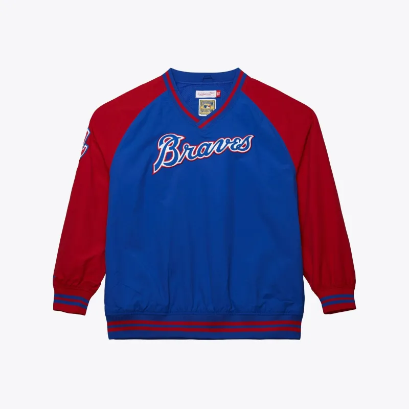 Mitchell & Ness Men's MLB Nylon Pullover Jacket Vintage Logo Braves Pullovers made by Mitchell & Ness