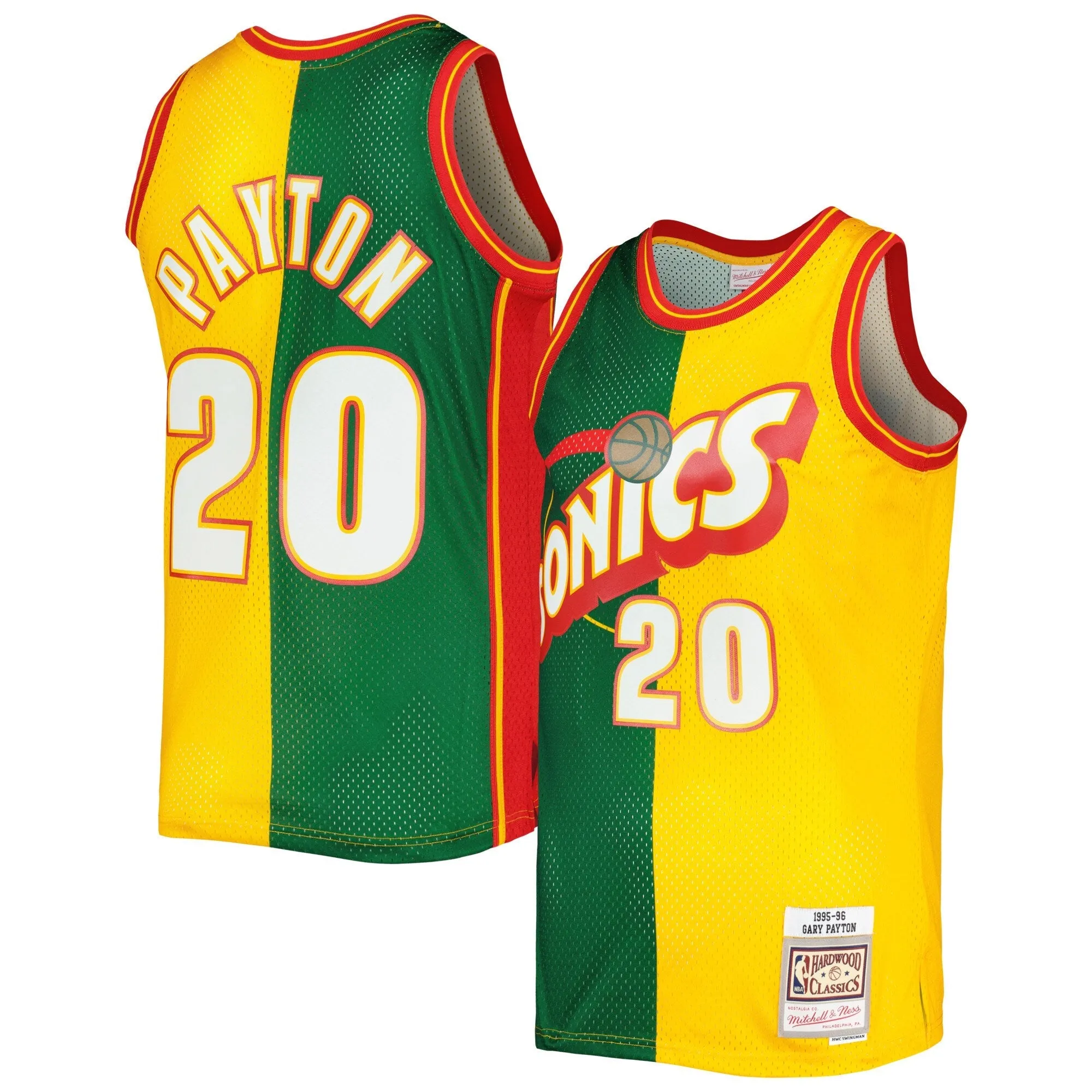 Mitchell & Ness NBA Split Swingman Jersey Seattle Supersonics 1995 Gary Payton Jerseys sold by Zulily