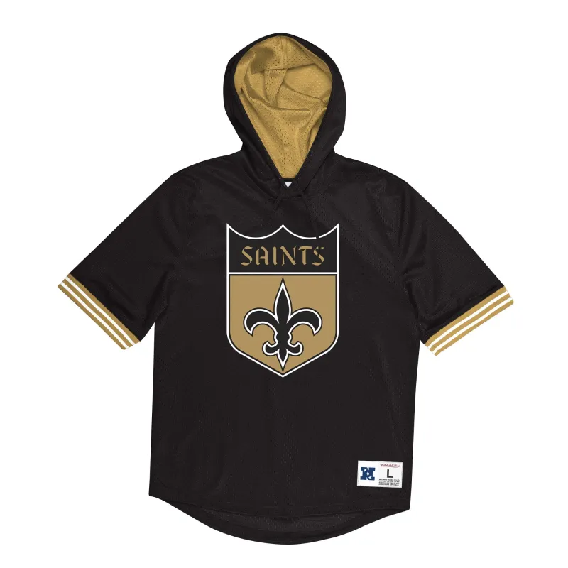 Mitchell & Ness Men's NFL Unbeaten Short Sleeve Mesh Hoody New Orleans Saints Hoodies made by Mitchell & Ness