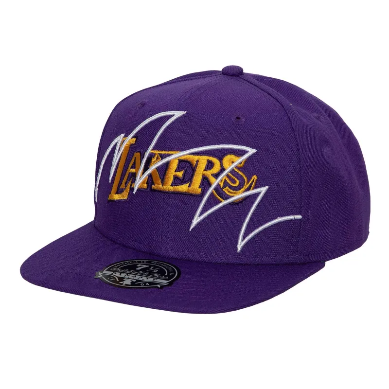 Mitchell & Ness Men's NBA Shark Bite Fitted Hwc Lakers Fitted Caps made by Mitchell & Ness