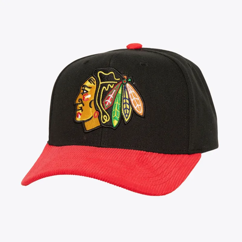 Mitchell & Ness Men's NHL Cord Pro Snapback Blackhawks Snapback Caps made by Mitchell & Ness