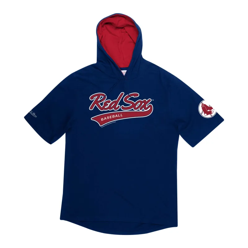 Mitchell & Ness Men's MLB Short Sleeve Hoody Boston Red Sox Hoodies made by Mitchell & Ness