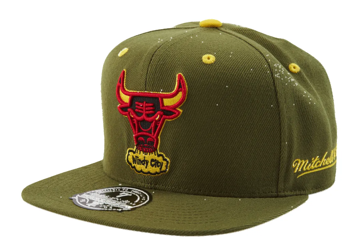 Mitchell & Ness Men's NBA Dusty Olive Fitted Hwc Bulls Fitted Caps made by Mitchell & Ness